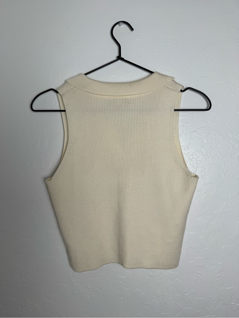 Sincerely Jules Cream Sleeveless Ribbed Knit Polo Crop Top - Picture 7 of 9